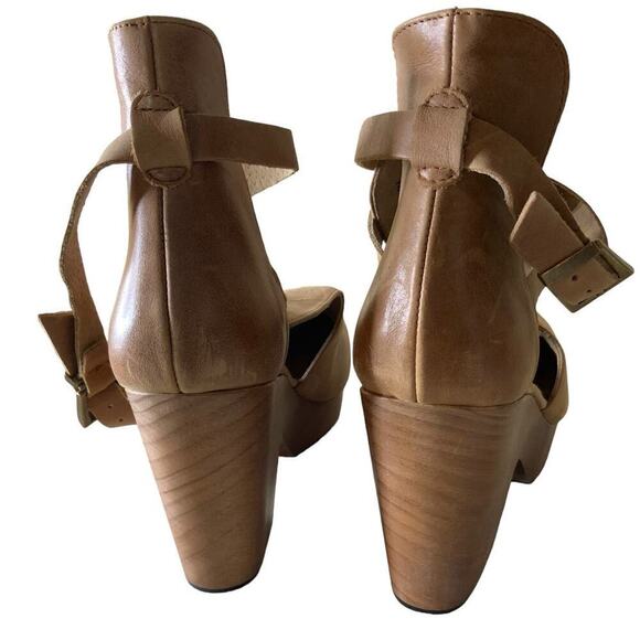 Free People Cedar Leather Buckle Platform Wood Clogs Womens Size 11 Shoes - Picture 10 of 14